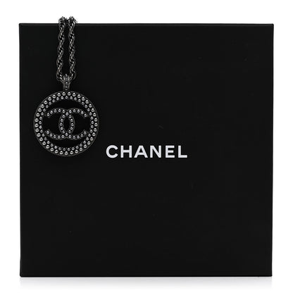 Chanel Ruthenium Pearl CC Round Pendant Necklace 6 of 6