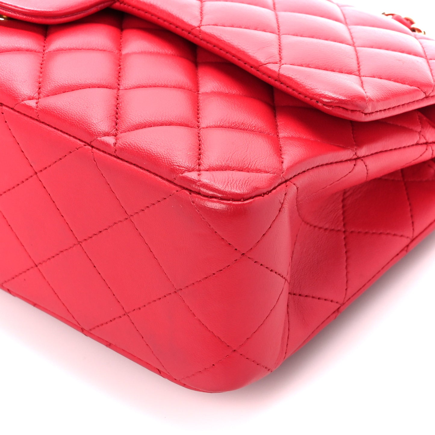 Lambskin Quilted Medium Double Flap Dark Pink