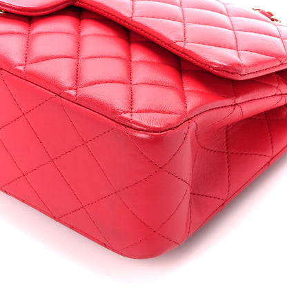 Chanel Lambskin Quilted Medium Double Flap Dark Pink 10 of 11