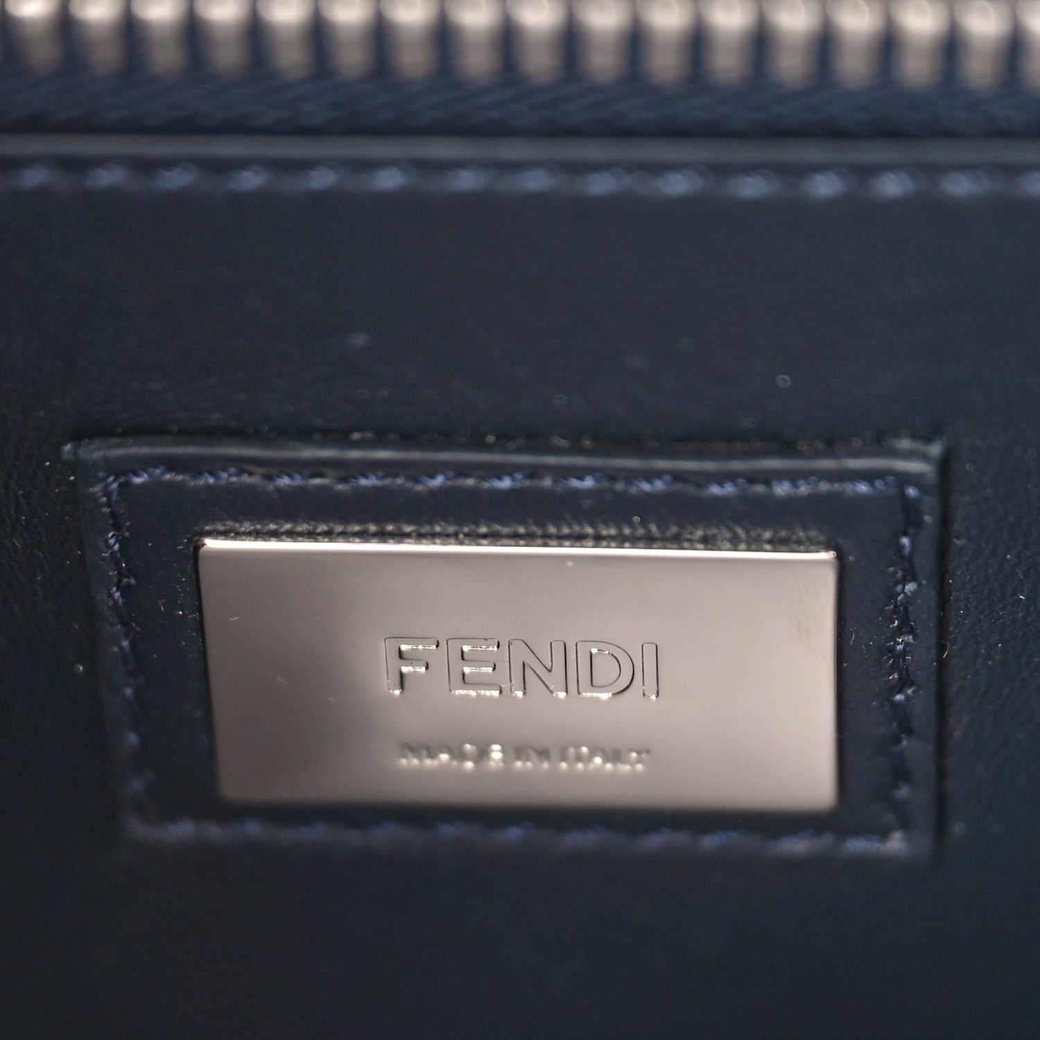 Fendi Chamois Karung Shiny Nappa Medium 3 Pocket Peekaboo Iconic Satchel Cobalto Petrolio 7 of 9