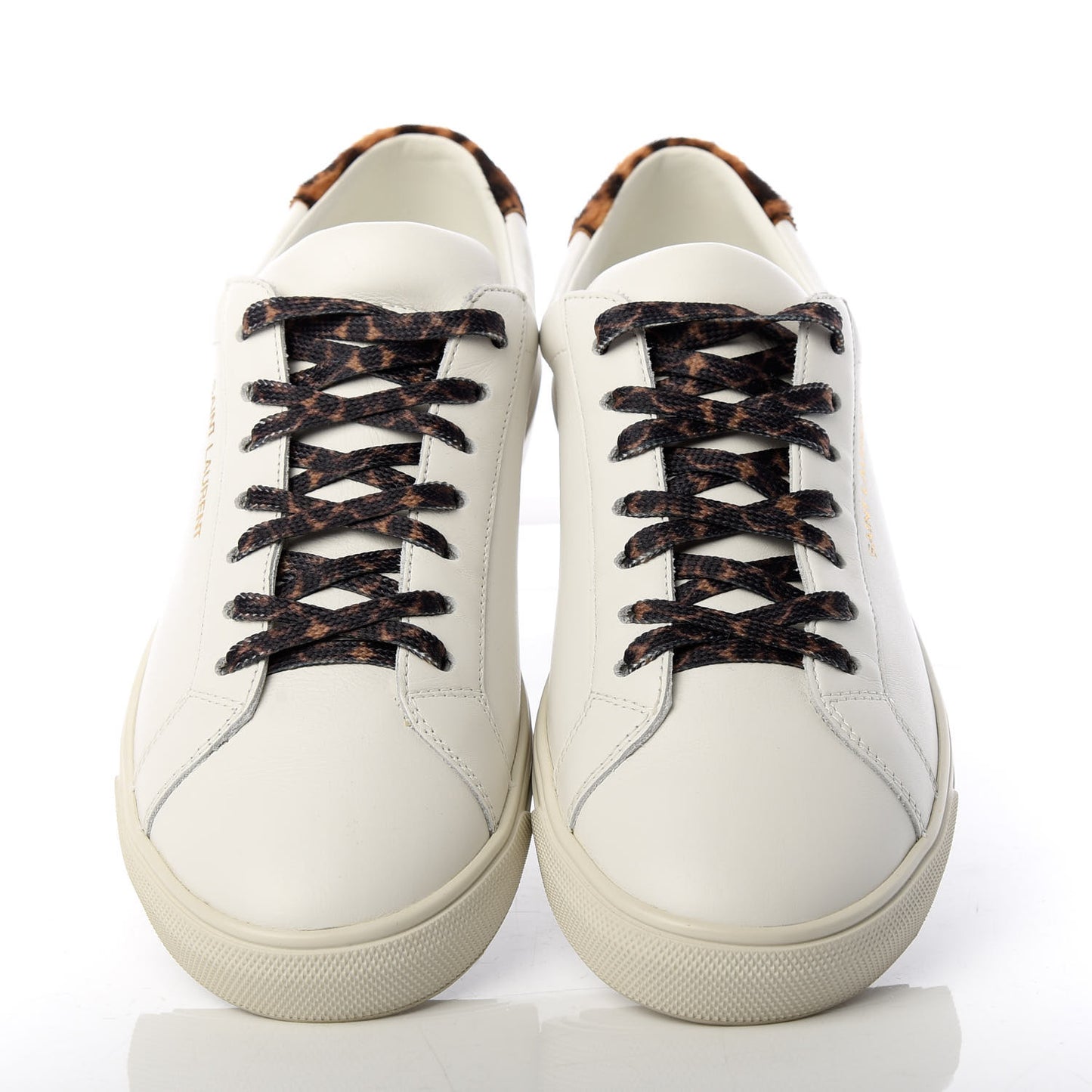 Calfskin Leopard Print Andy Low Top Sneakers 36.5 White