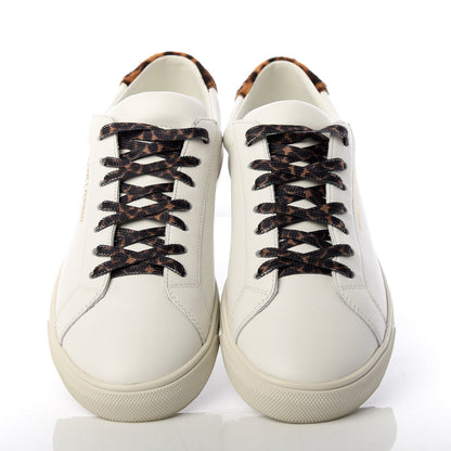 Saint Laurent Calfskin Leopard Print Andy Low Top Sneakers 36.5 White 5 of 11