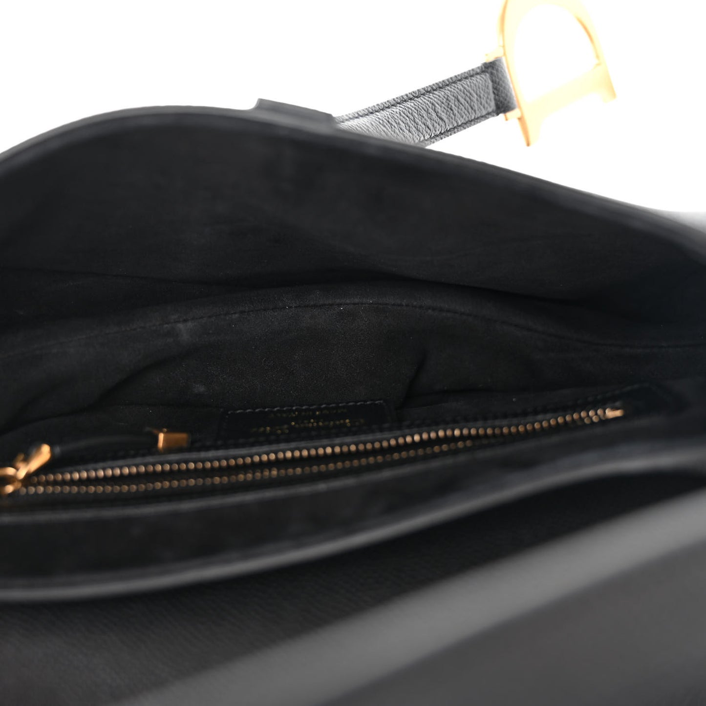Grained Calfskin Saddle Bag With Strap Black