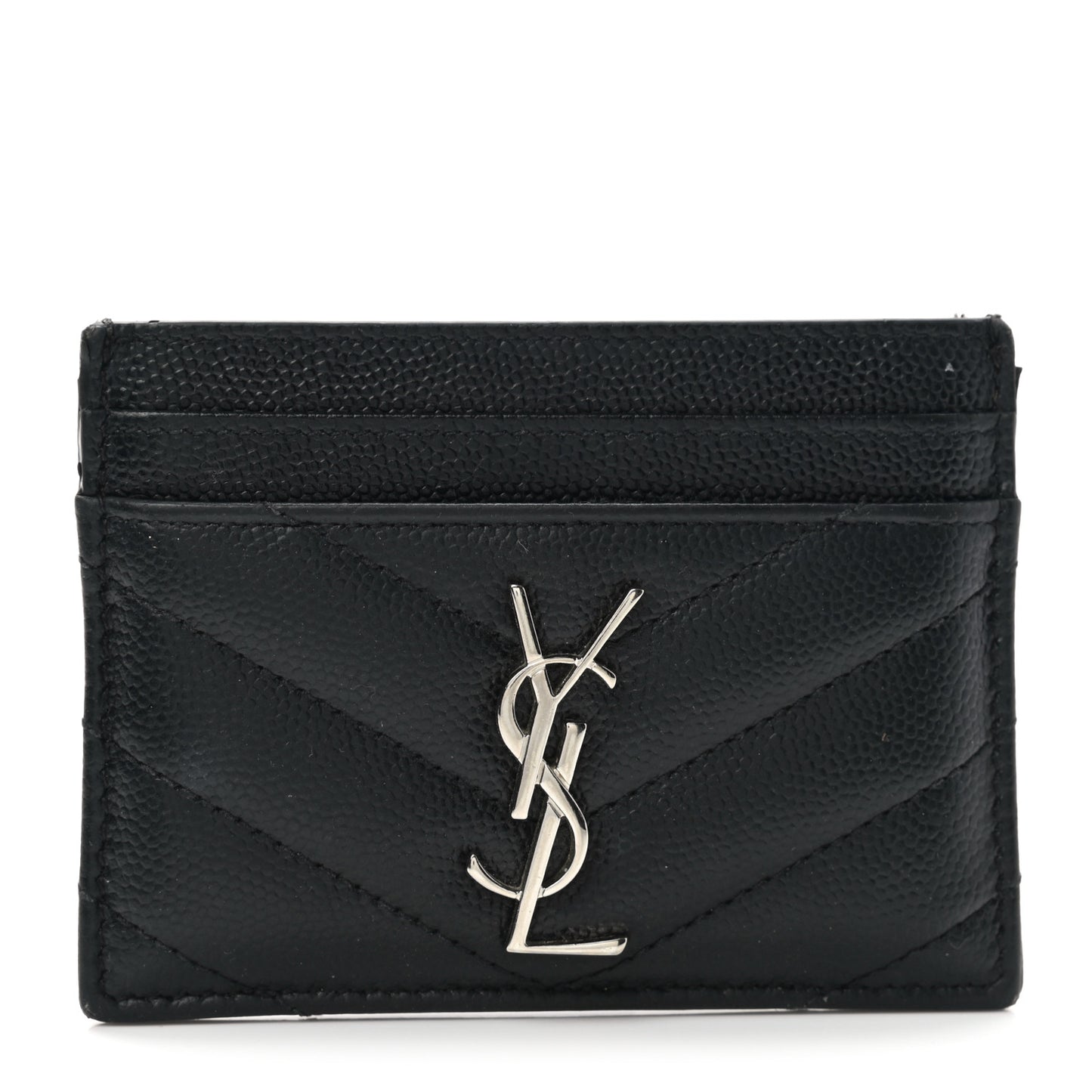 Grain De Poudre Matelasse Chevron Monogram Credit Card Case Black