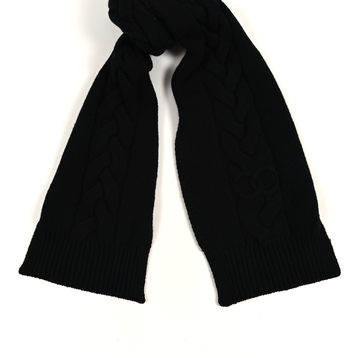 Chanel Cashmere Knitted Scarf Black 2 of 3