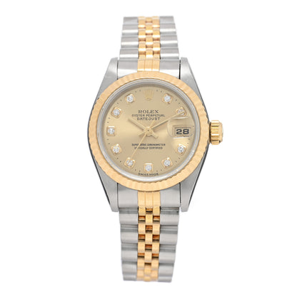 Rolex Stainless Steel 18K Yellow Gold Diamond 26mm Oyster Perpetual Datejust Watch Champagne 69173 1 of 4