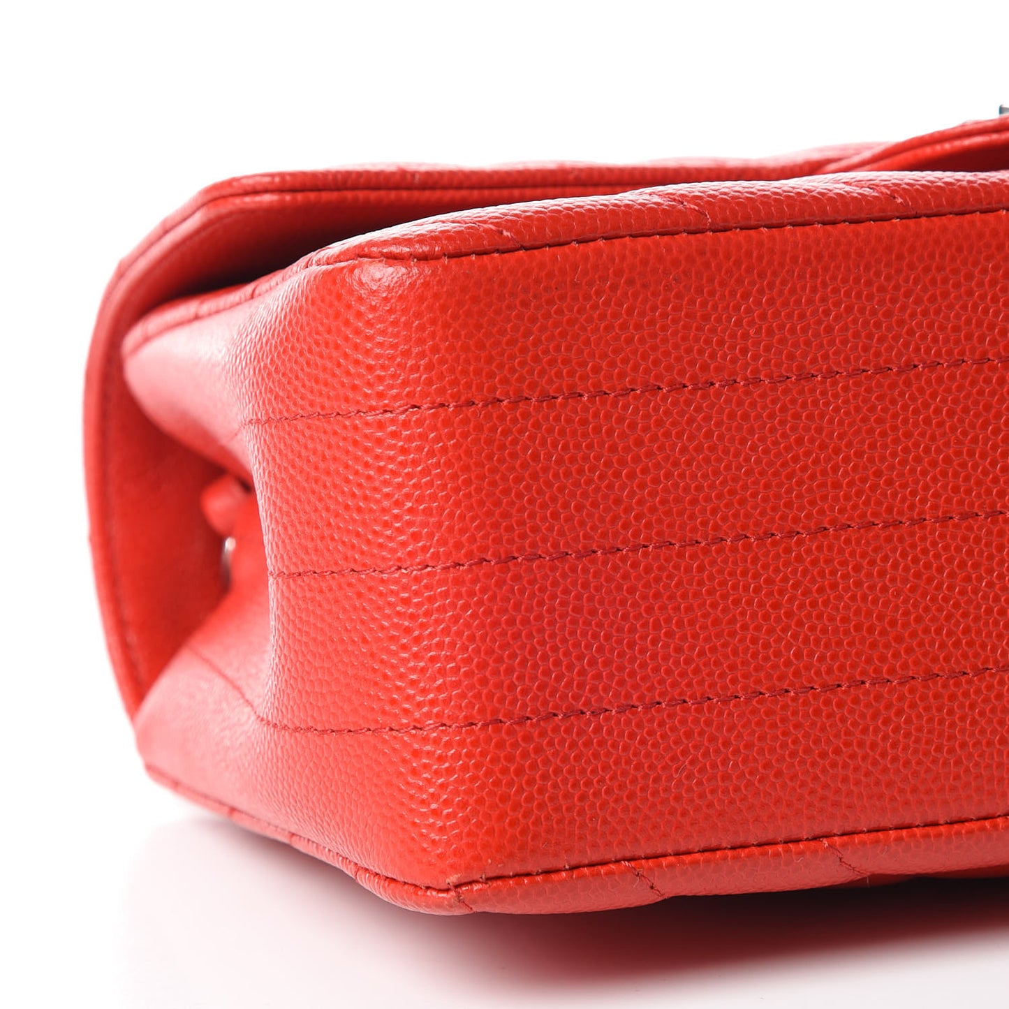 Caviar Chevron Quilted Mini Rectangular Flap Red