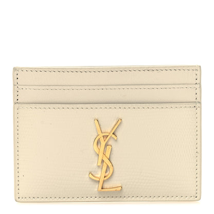 Saint Laurent Lizard Embossed Monogram Credit Card Case Crema Soft 1 of 8