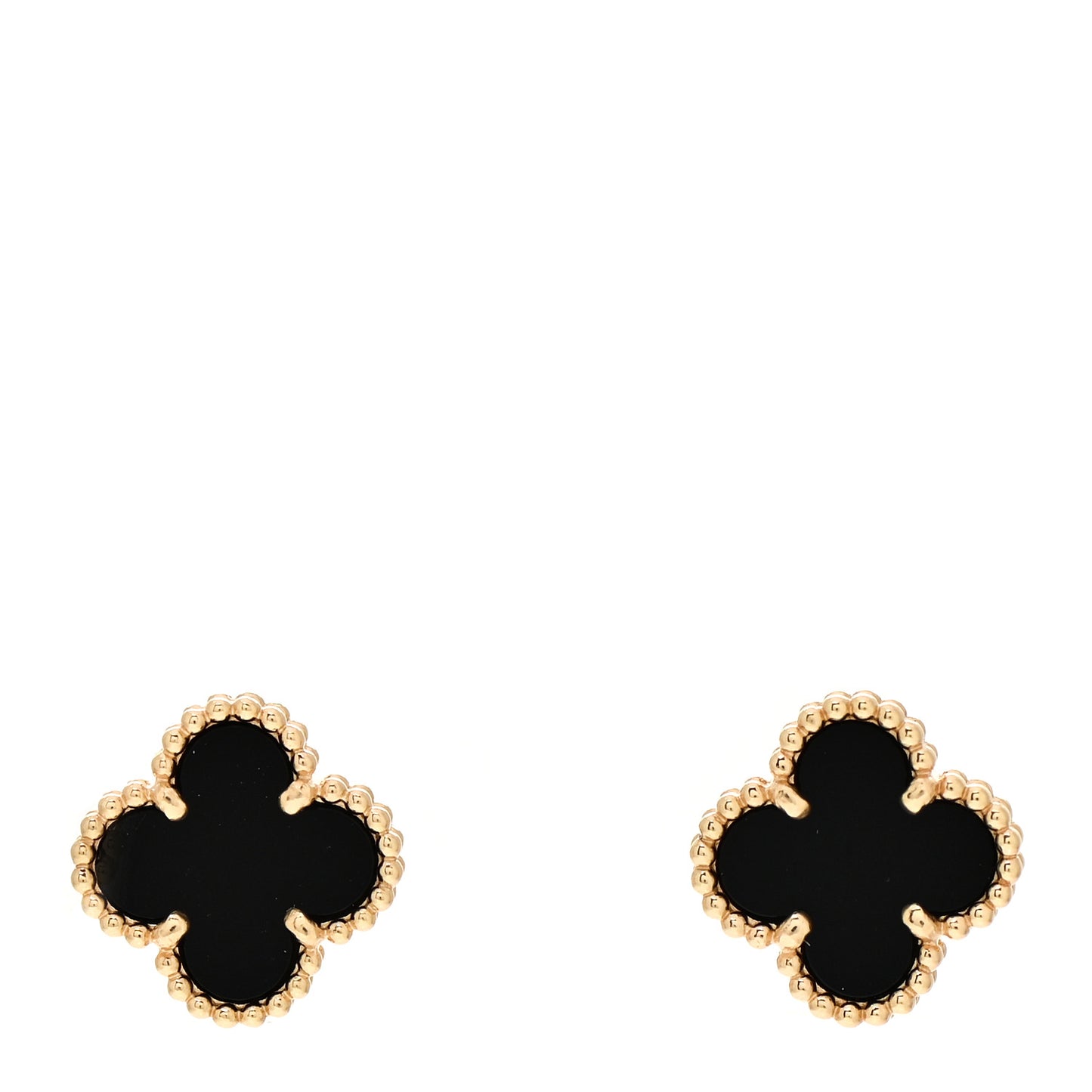 18K Yellow Gold Black Onyx Sweet Alhambra Earrings