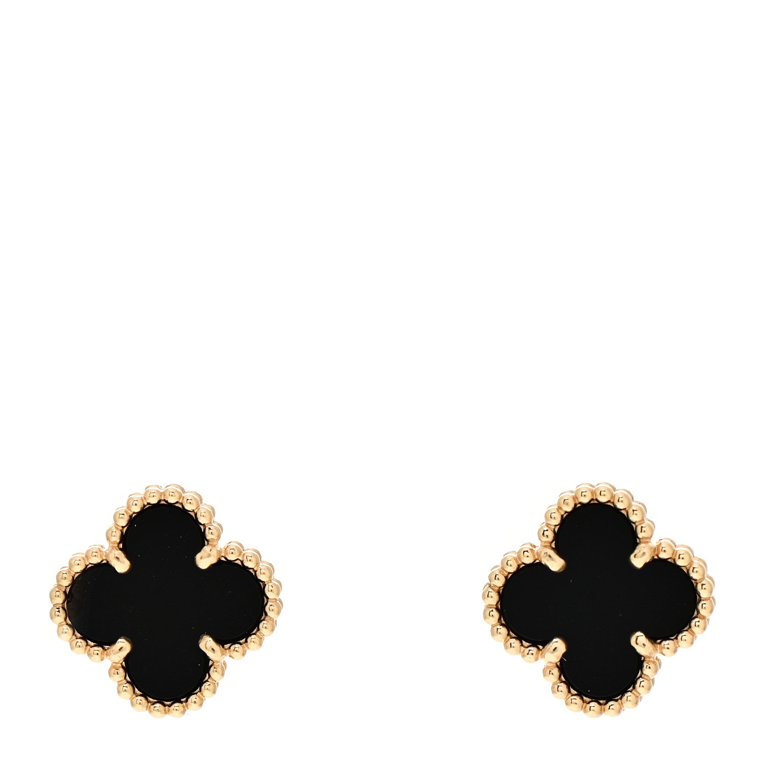 Van Cleef & Arpels 18K Yellow Gold Black Onyx Sweet Alhambra Earrings 1 of 4