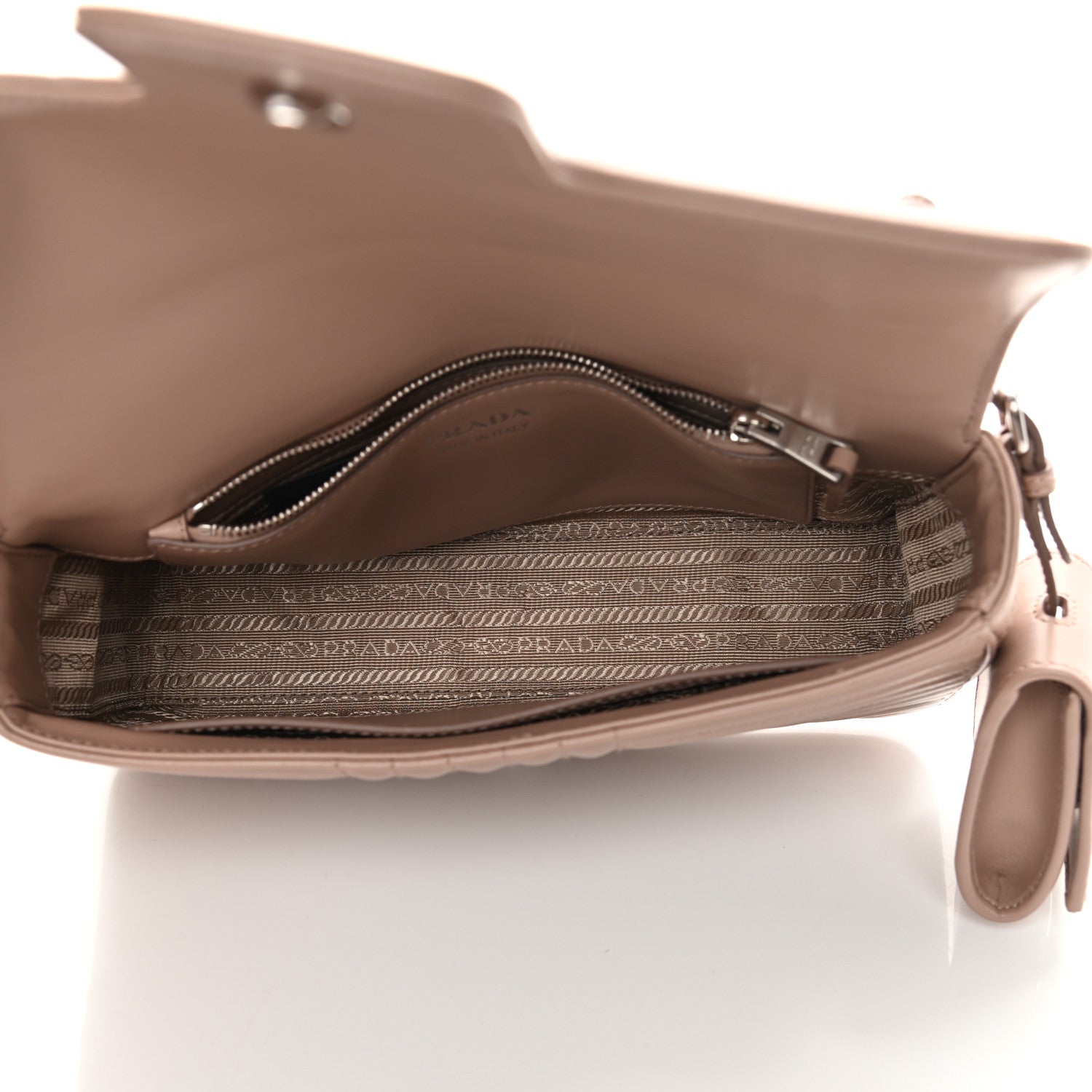 Prada Soft Calfskin Impunture Diagramme Medium Chain Flap Shoulder Bag Cipria 5 of 13