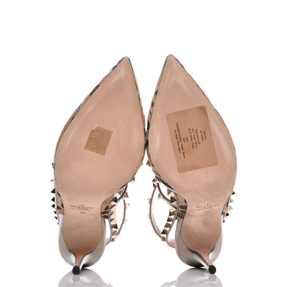 Valentino Garavani Calf Hair Leopard Print Rockstud Ankle Strap 100mm Pumps 39 Fucile Al Campion 5 of 9