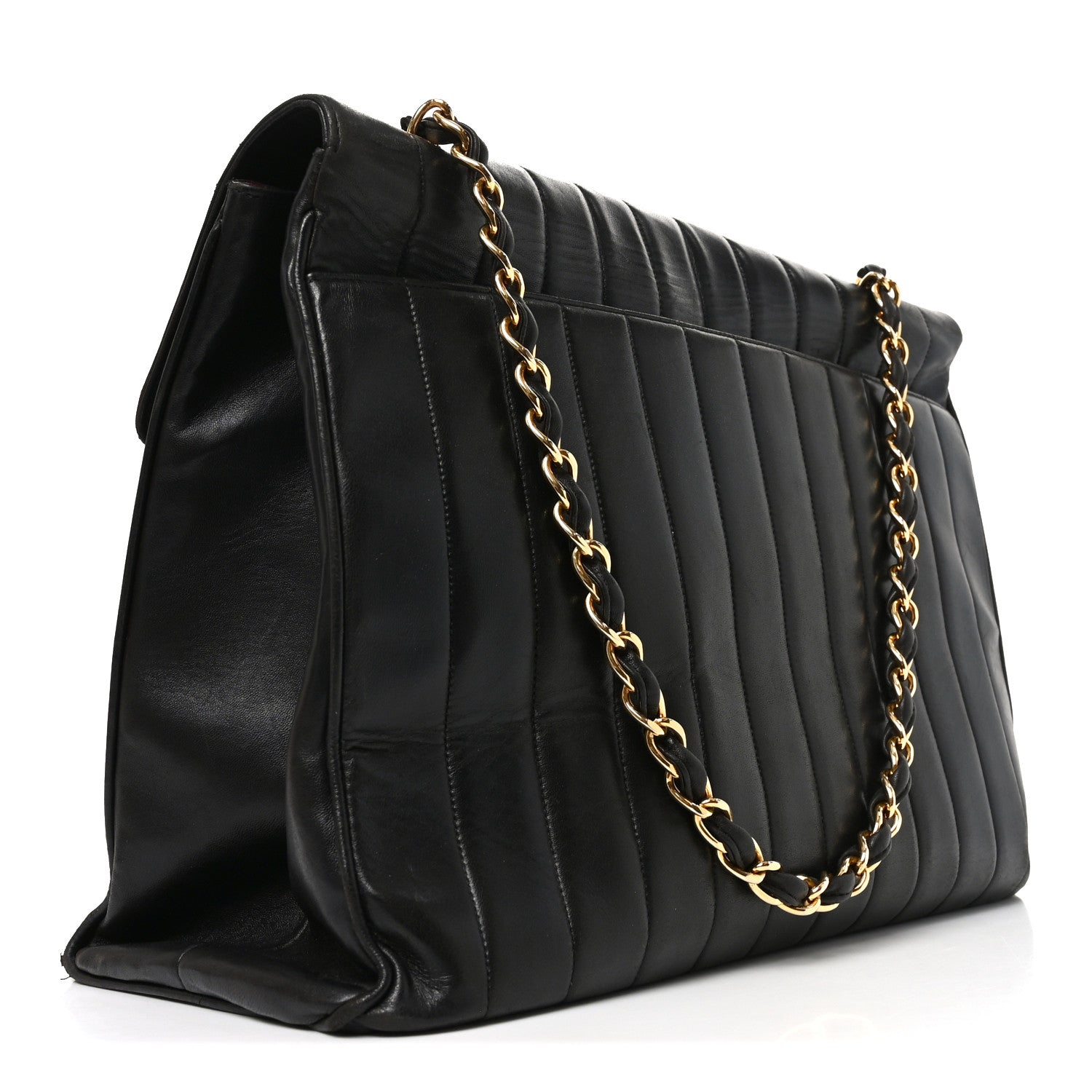 Chanel Lambskin Vertical Quilted XL Jumbo Single Flap Black 3 of 10