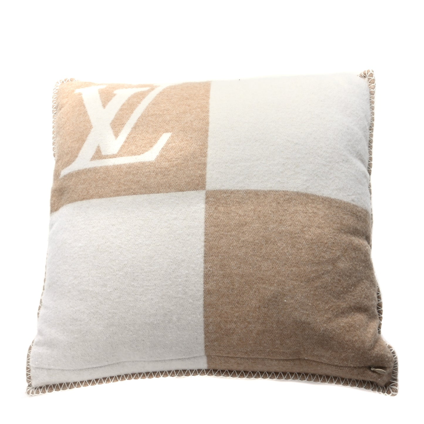 Wool Cashmere Checkmate Cushion Pillow Beige
