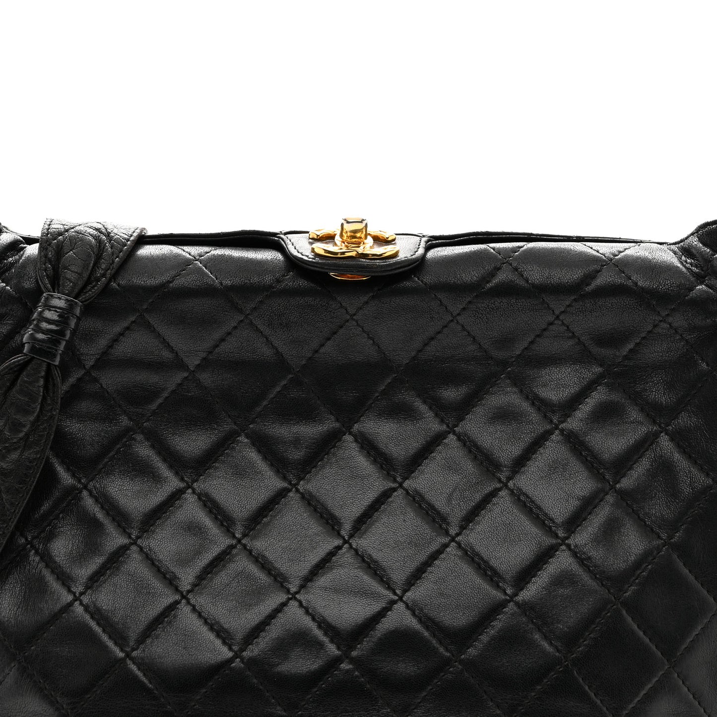 Lambskin Quilted Shoulder Bag Black