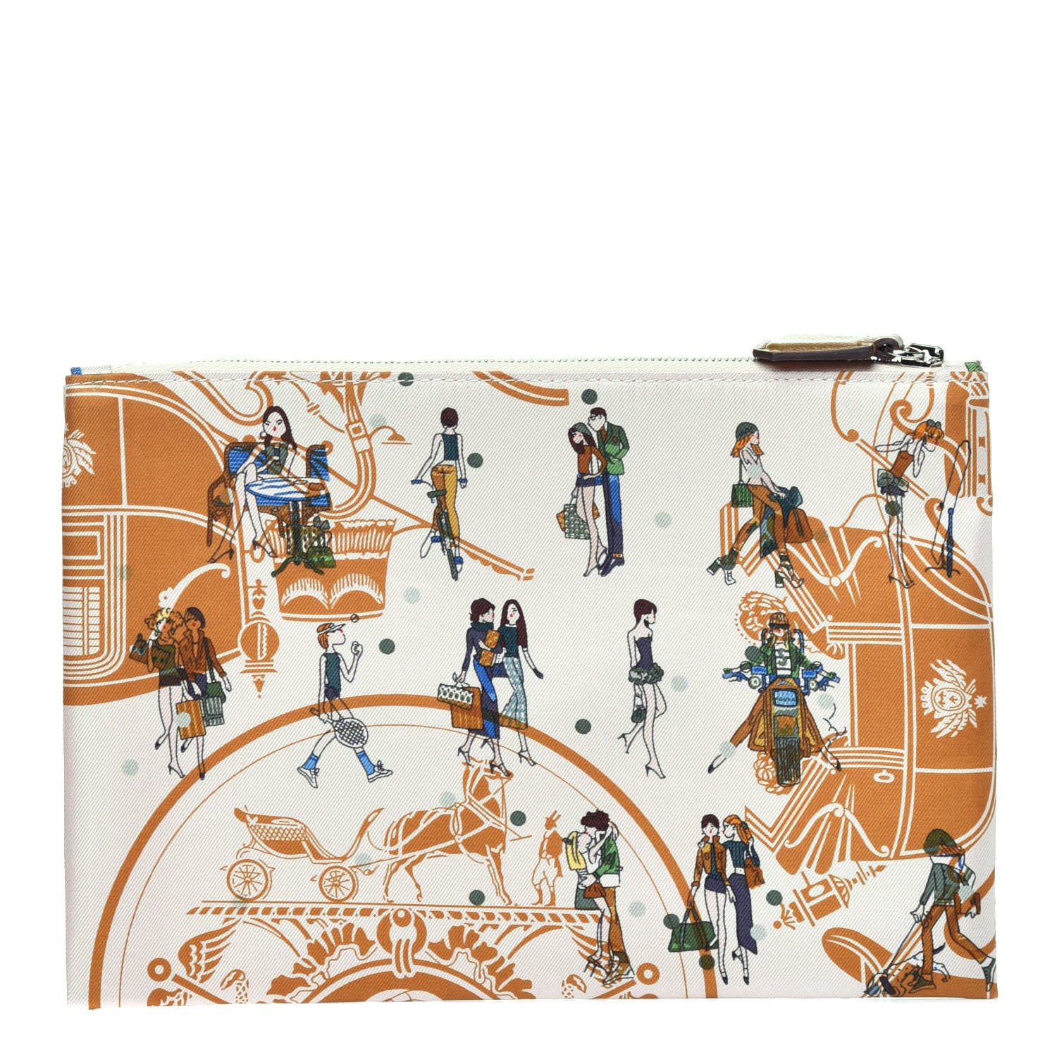 Hermes Silk Ex-Libris Les Parisiennes Silky Pocket Cosmetic Case Sesame Nata Bronze 1 of 8