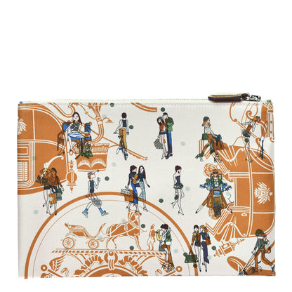 Hermes Silk Ex-Libris Les Parisiennes Silky Pocket Cosmetic Case Sesame Nata Bronze 1 of 8