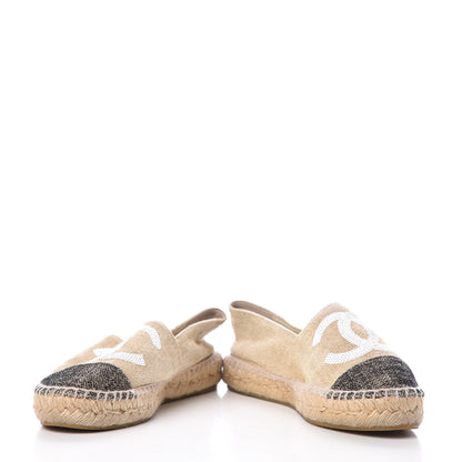 Chanel Linen Sequin CC Espadrilles 36 Beige Black 5 of 13