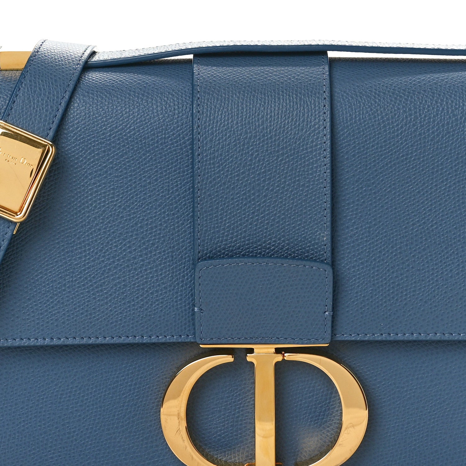 Christian Dior Grained Calfskin 30 Montaigne Flap Bag Blue 7 of 9