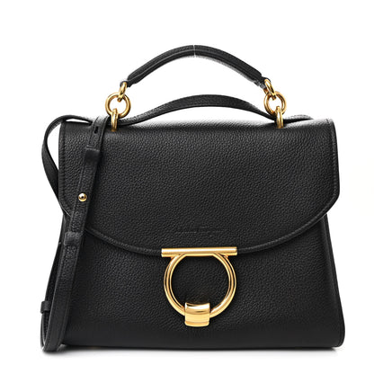 Salvatore Ferragamo Calfskin Small Margot Top Handle Satchel Black 1 of 9