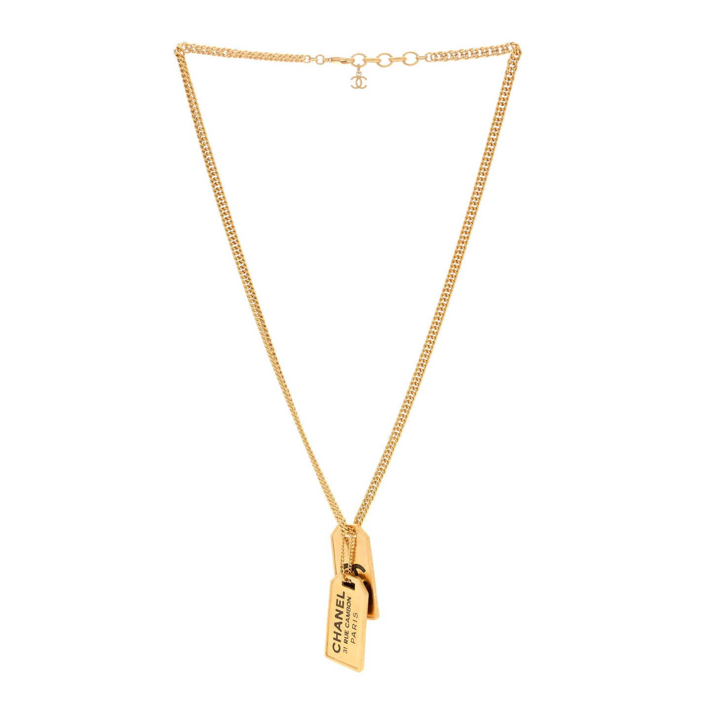 ID Dog Tag Charm Necklace Gold