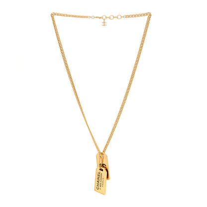 Chanel ID Dog Tag Charm Necklace Gold 2 of 4