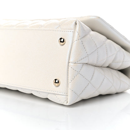 Chanel Iridescent Caviar Quilted Small Coco Handle Flap White 9 of 10