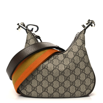 Gucci GG Supreme Monogram Textured Calfskin Web Small Attache Shoulder Bag Beige Ebony New Acero 1 of 10