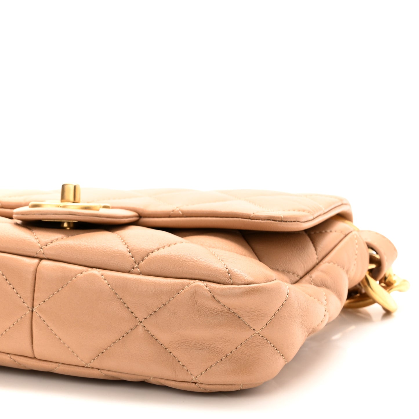 Lambskin Quilted Small CC Funky Town Flap Beige