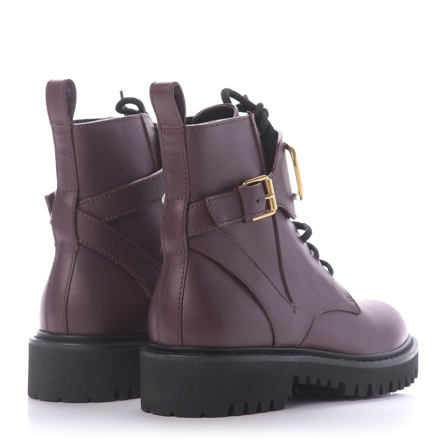 Calfskin Womens VLOGO 35mm Combat Boots 37 Rubin