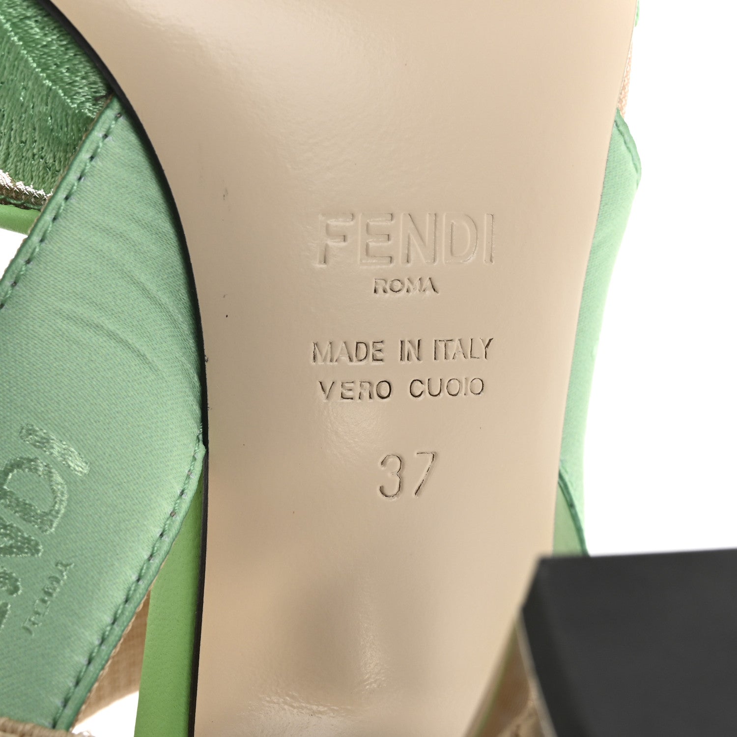 Fendi Mesh Vitello Floral Embroidered Colibri Lite 85mm Slingback Pumps 37 Edamame 8 of 10