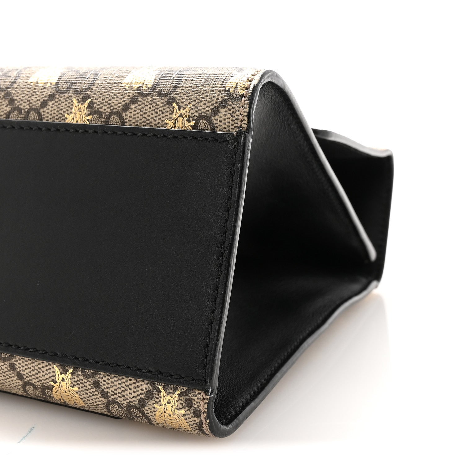 Gucci GG Supreme Monogram Bees Medium Padlock Shoulder Bag Beige Oro Black 10 of 10