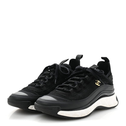 Chanel Velvet Calfskin Mixed Fibers CC Sneakers 39.5 Black 4 of 9