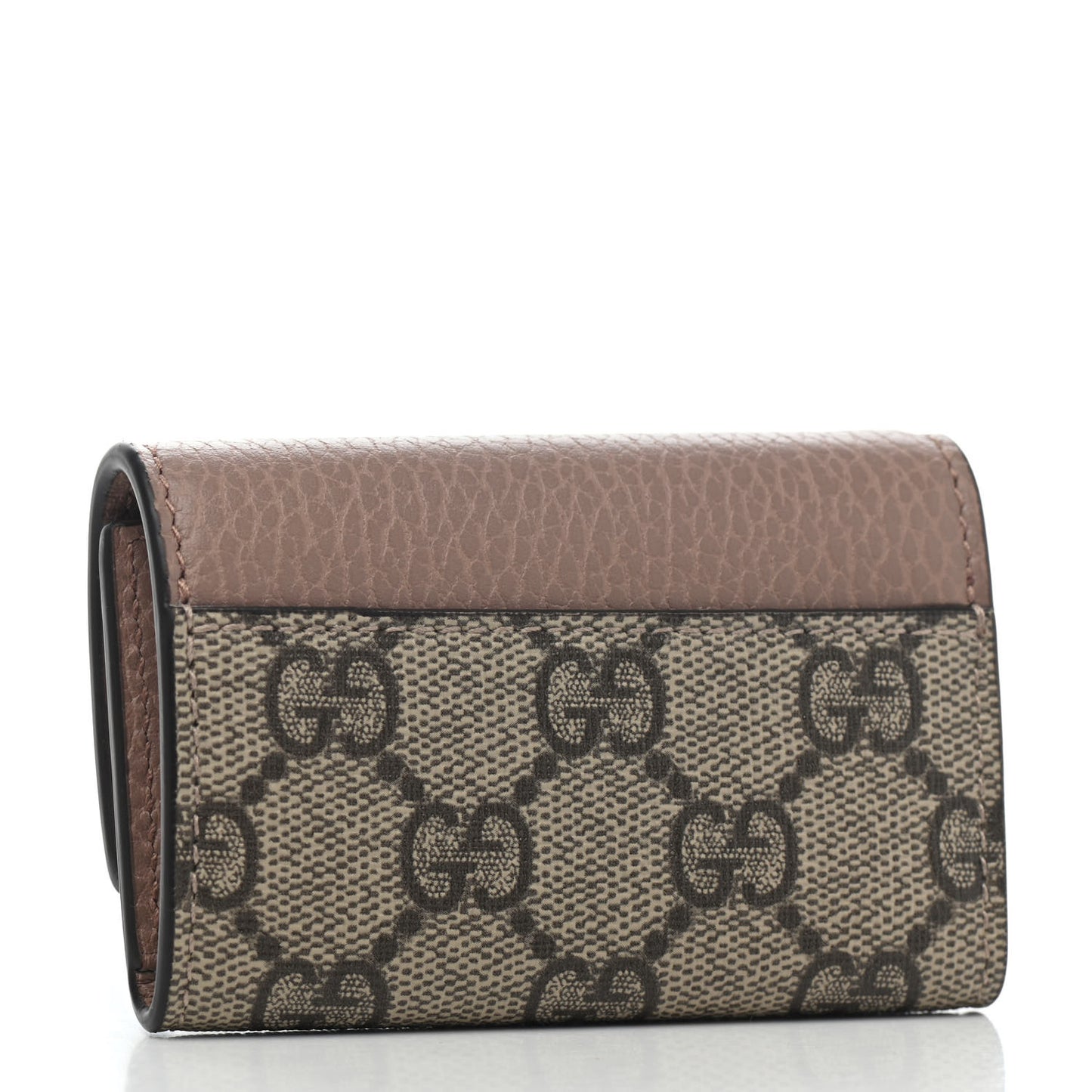 Dollar Calfskin GG Supreme Monogram GG Marmont 6 Key Holder Case Porcelain Rose Beige Ebony