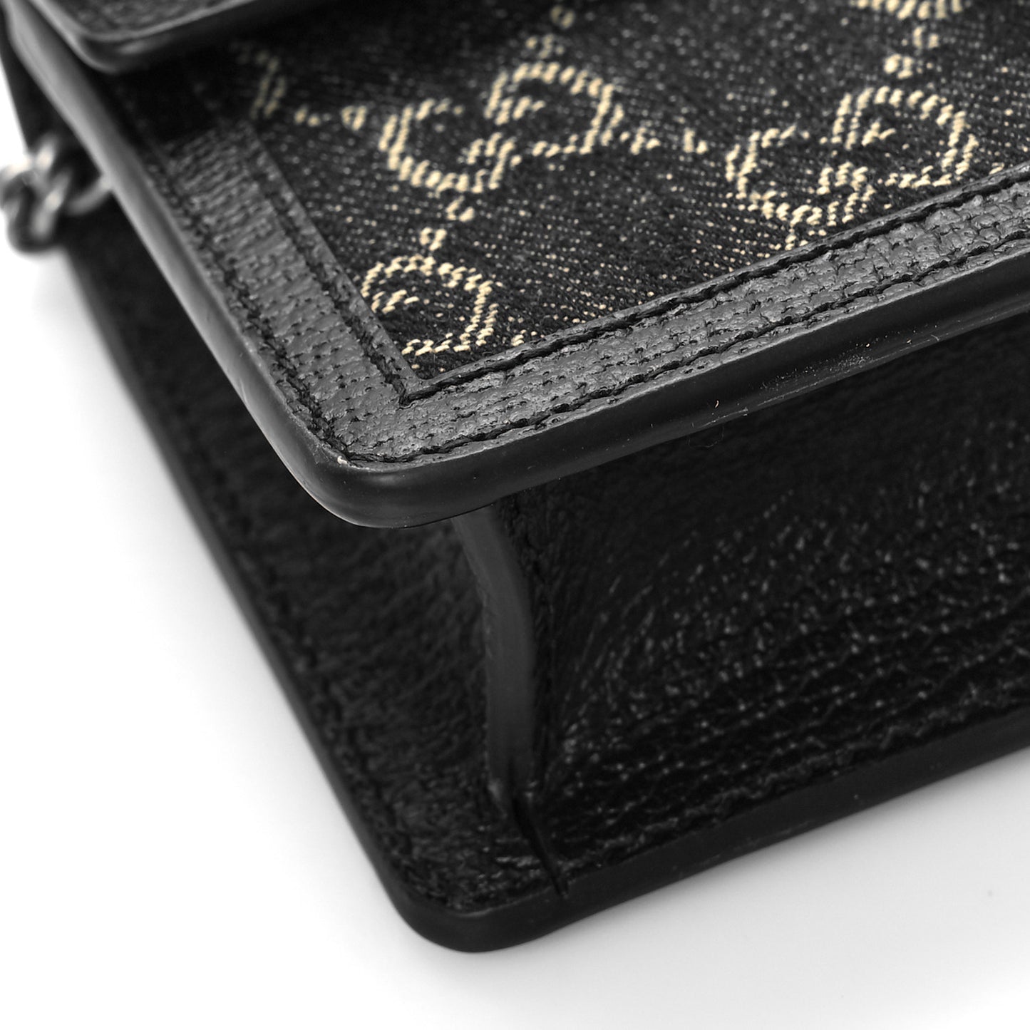 Jacquard Black Denim GG Monogram Super Mini Dionysus Shoulder Bag Black Ivory