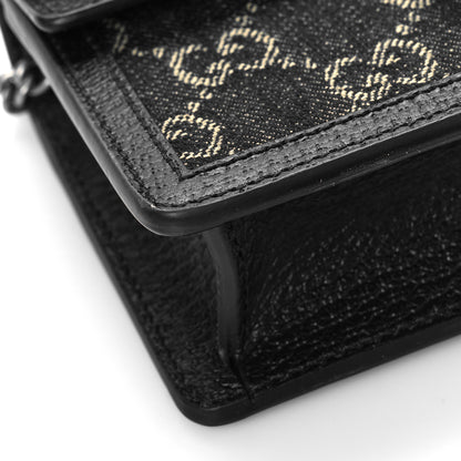 Gucci Jacquard Black Denim GG Monogram Super Mini Dionysus Shoulder Bag Black Ivory 7 of 8