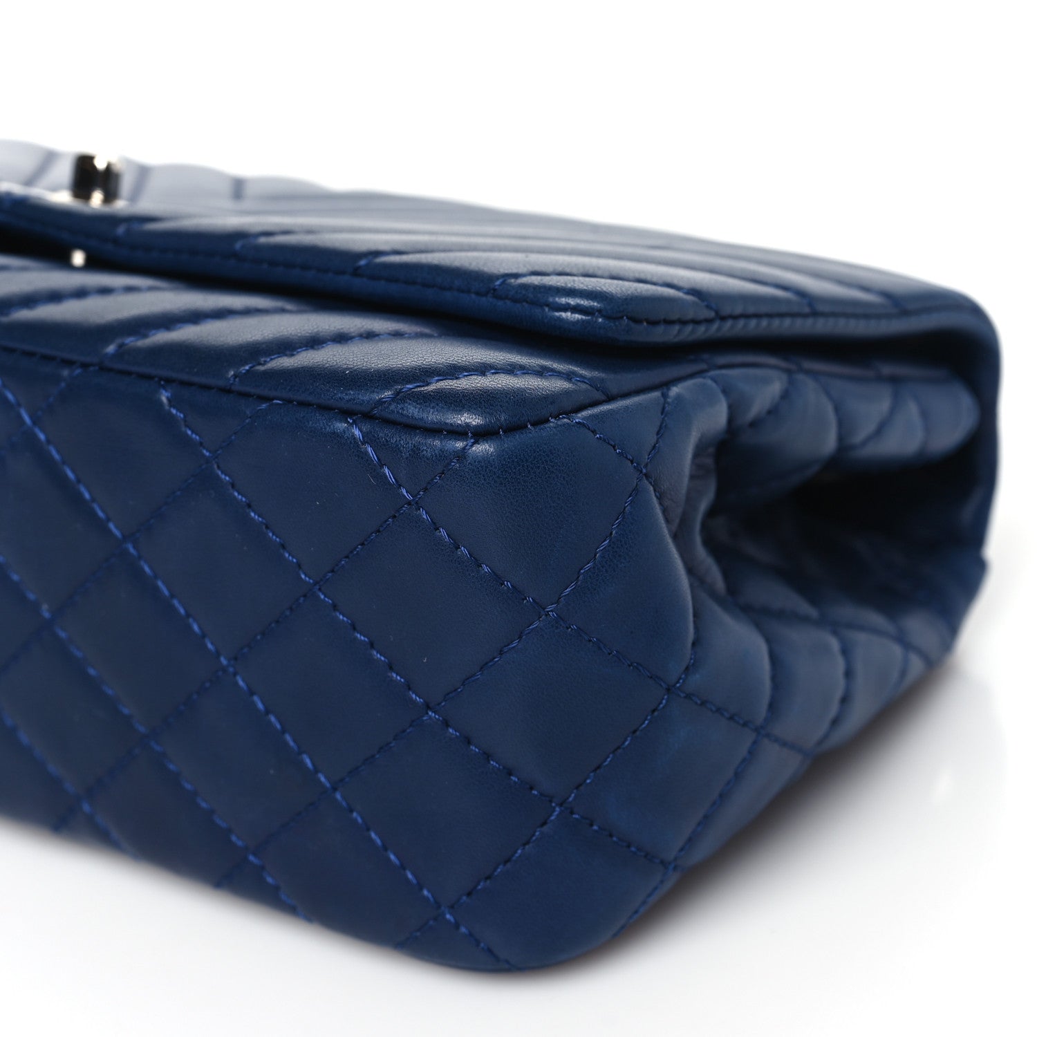 Chanel Lambskin Surpique Chevron Medium Single Flap Blue 10 of 12