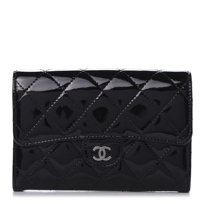 Chanel Patent Quilted Small Flap Wallet Black 1 of 11
