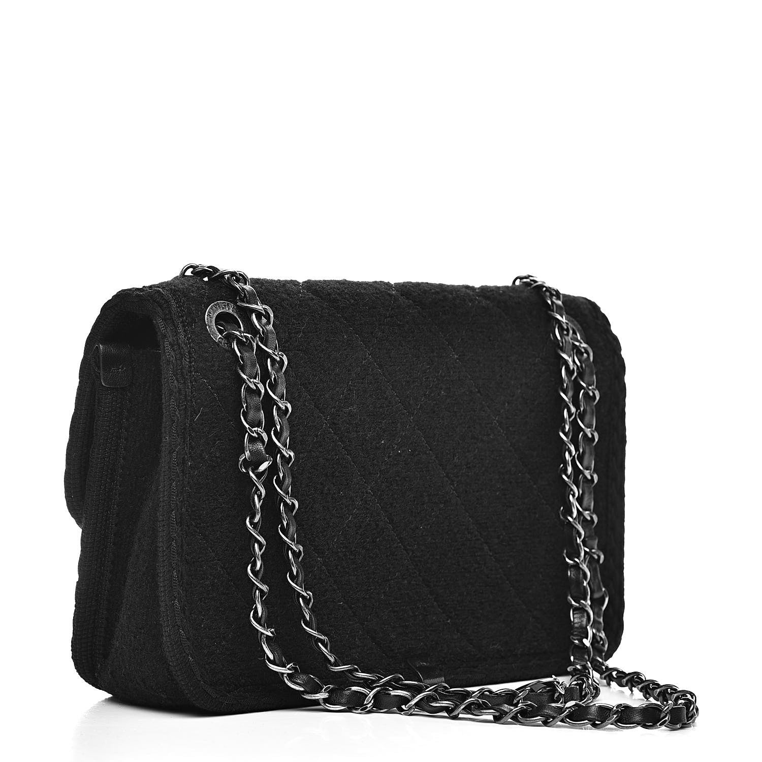 Chanel Wool Quilted Medium Edelweiss Single Flap Black 3 of 11