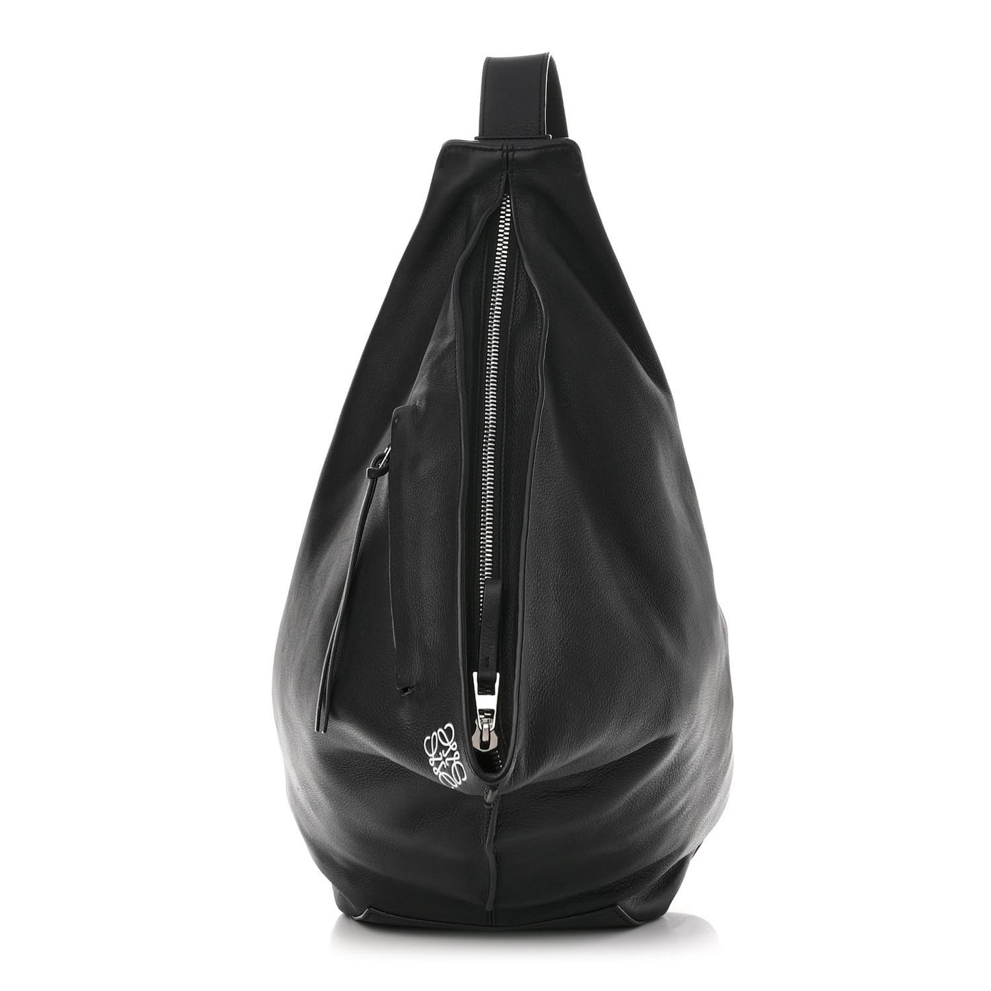 Grained Calfskin Sling Hobo Black
