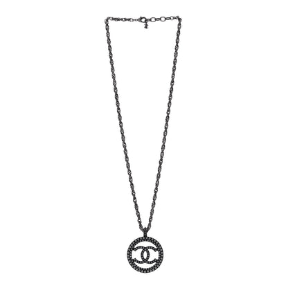 Chanel Ruthenium Pearl CC Round Pendant Necklace 3 of 6