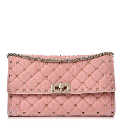 Valentino Garavani Velvet Rockstud Spike Wallet on Chain Water Rose 1 of 8