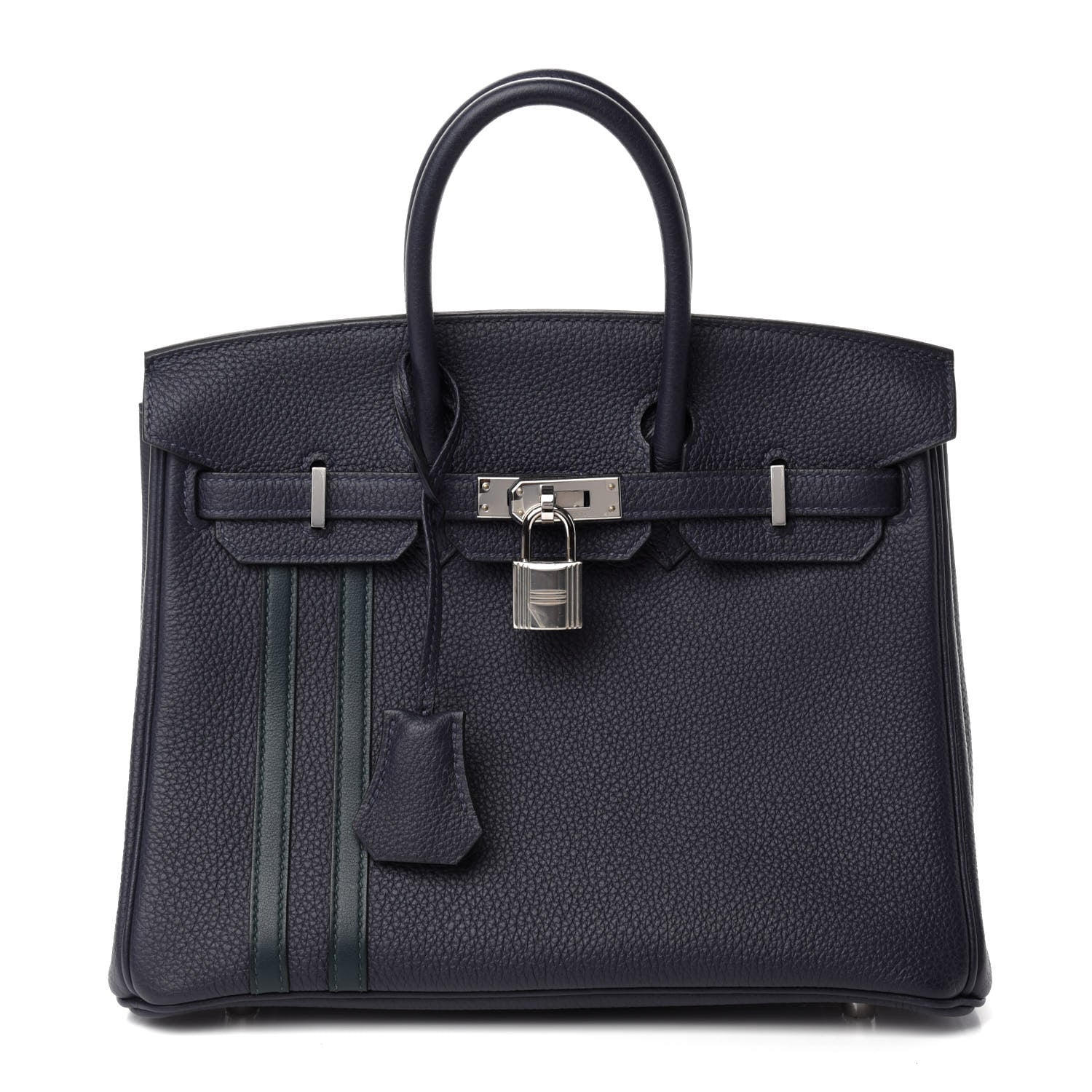Hermes Togo Swift Officier Birkin 25 Bleu Nuit Vert Cypress 1 of 11