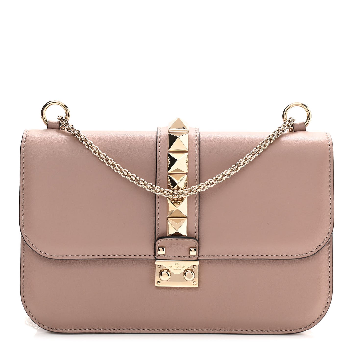 Vitello Medium Glam Lock Rockstud Flap Poudre