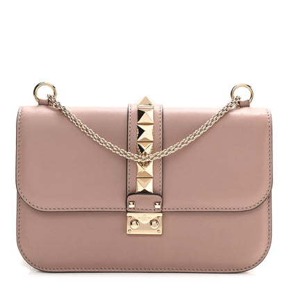 Valentino Garavani Vitello Medium Glam Lock Rockstud Flap Poudre 1 of 10