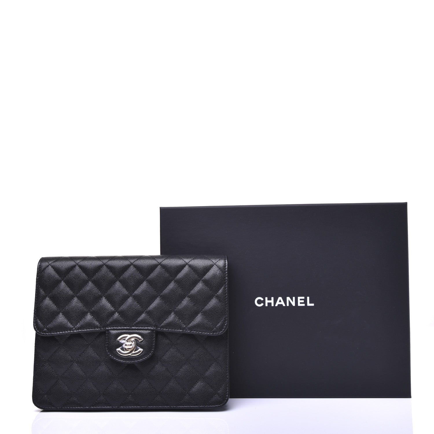 Chanel Caviar Quilted Square Flap Clutch Black 13 of 13