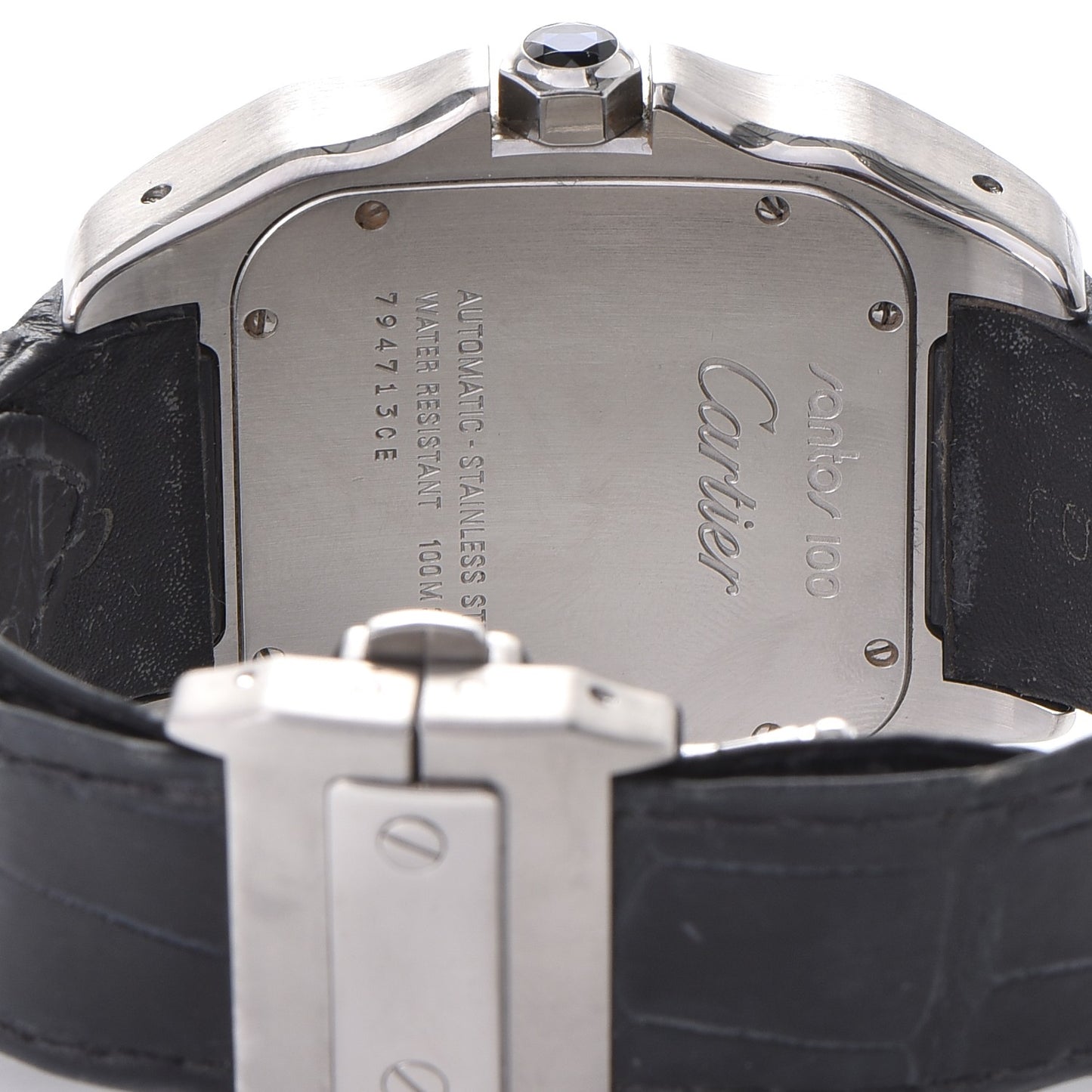 Stainless Steel Alligator 41mm Santos 100 Automatic Watch