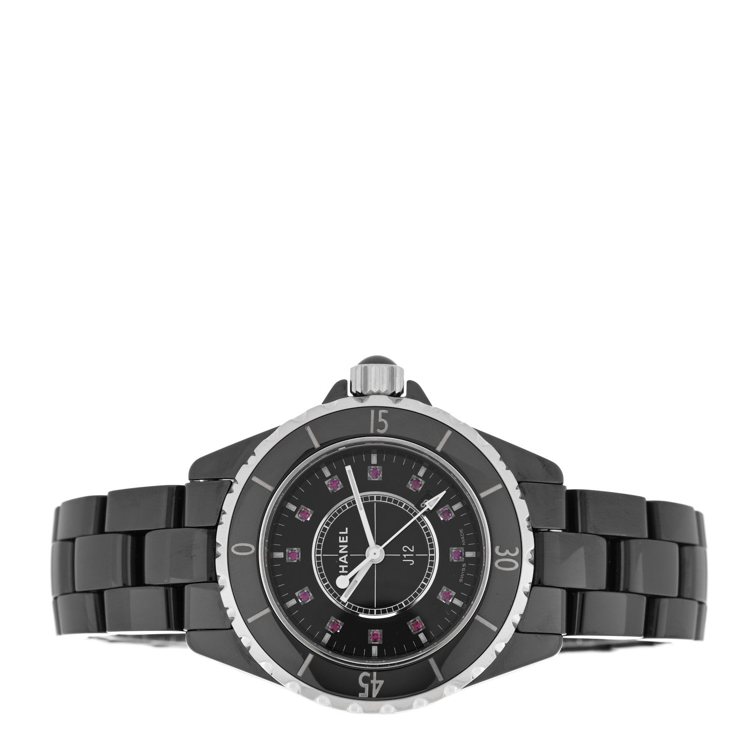 Chanel Stainless Steel Ceramic Ruby 33mm J12 Quartz Watch Black 2 of 5