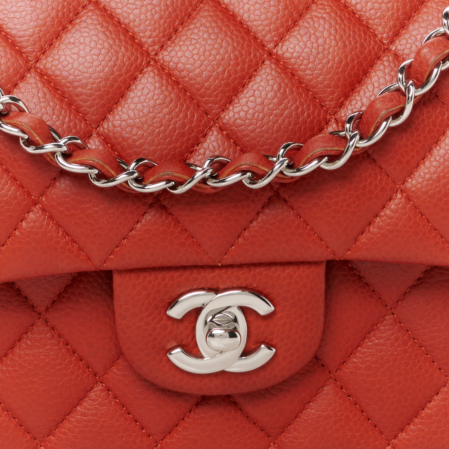 Caviar Quilted Medium Double Flap Red