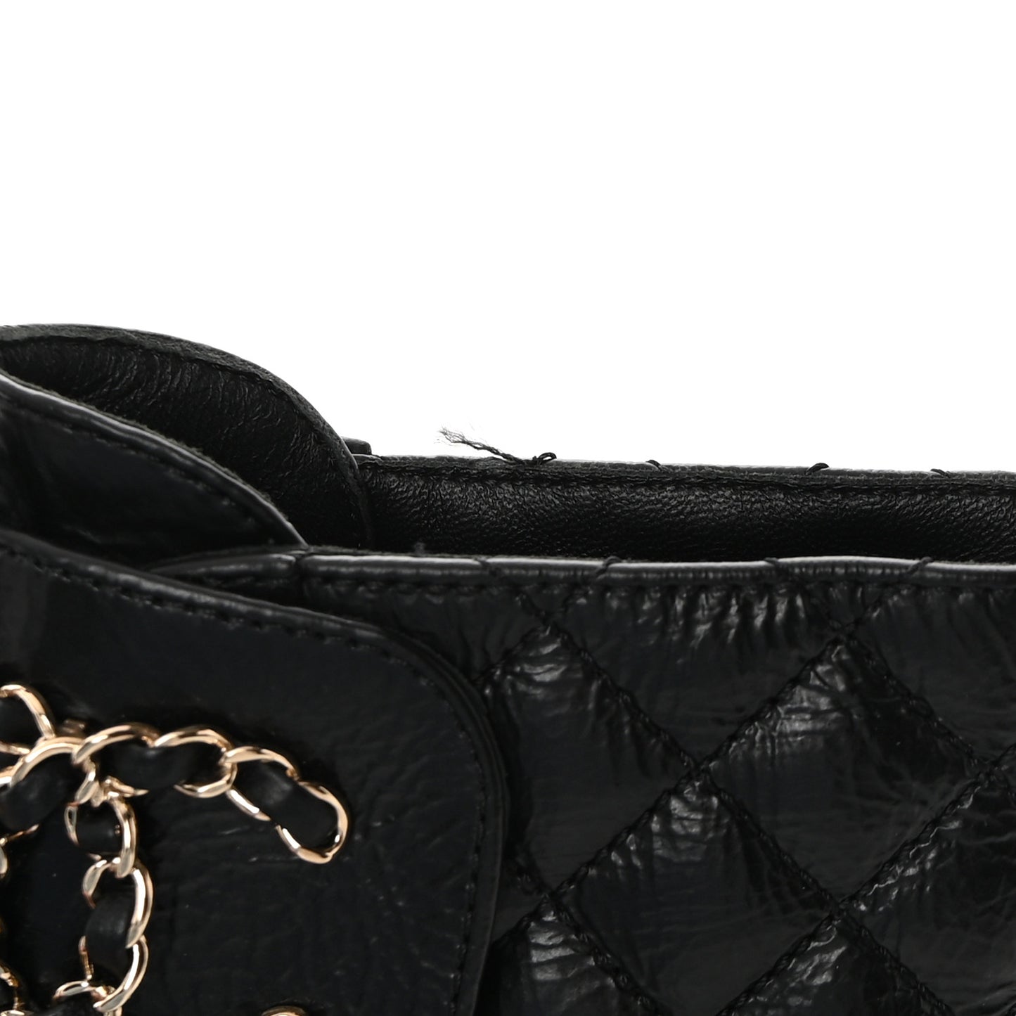 Shiny Goatskin Calfskin Quilted Lace Up Combat Boots 35.5 Black